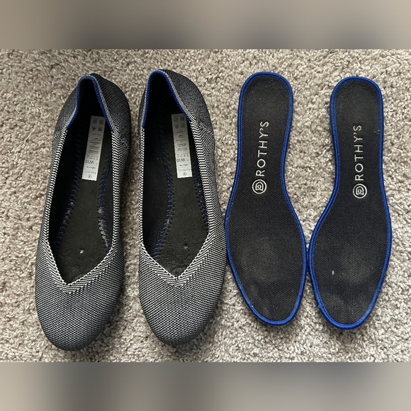 Rothy's Round Toe Blue Birdeye Flats Shoes 10 - Picture 5 of 6